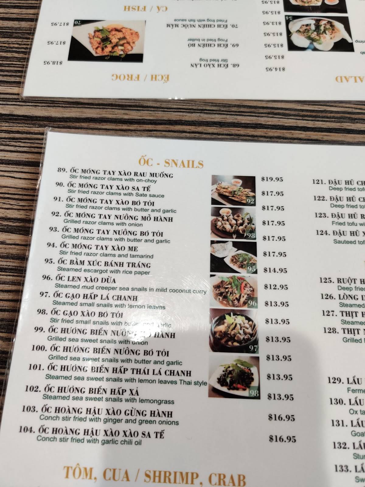 Menu at Dong Que Restaurant, San Jose, 2852 Alum Rock Ave