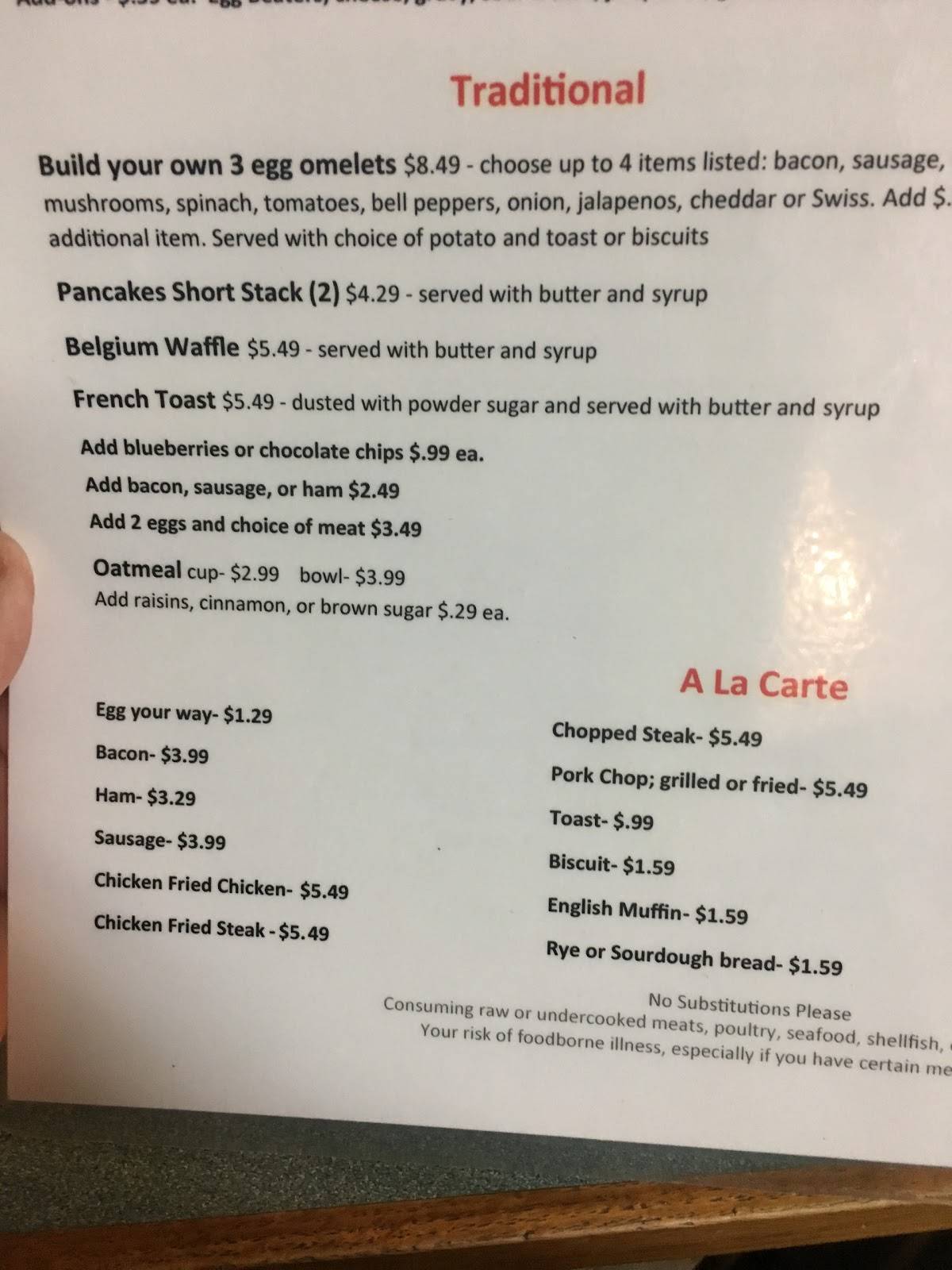 Menu at Dove Creek Café cafe, Roanoke