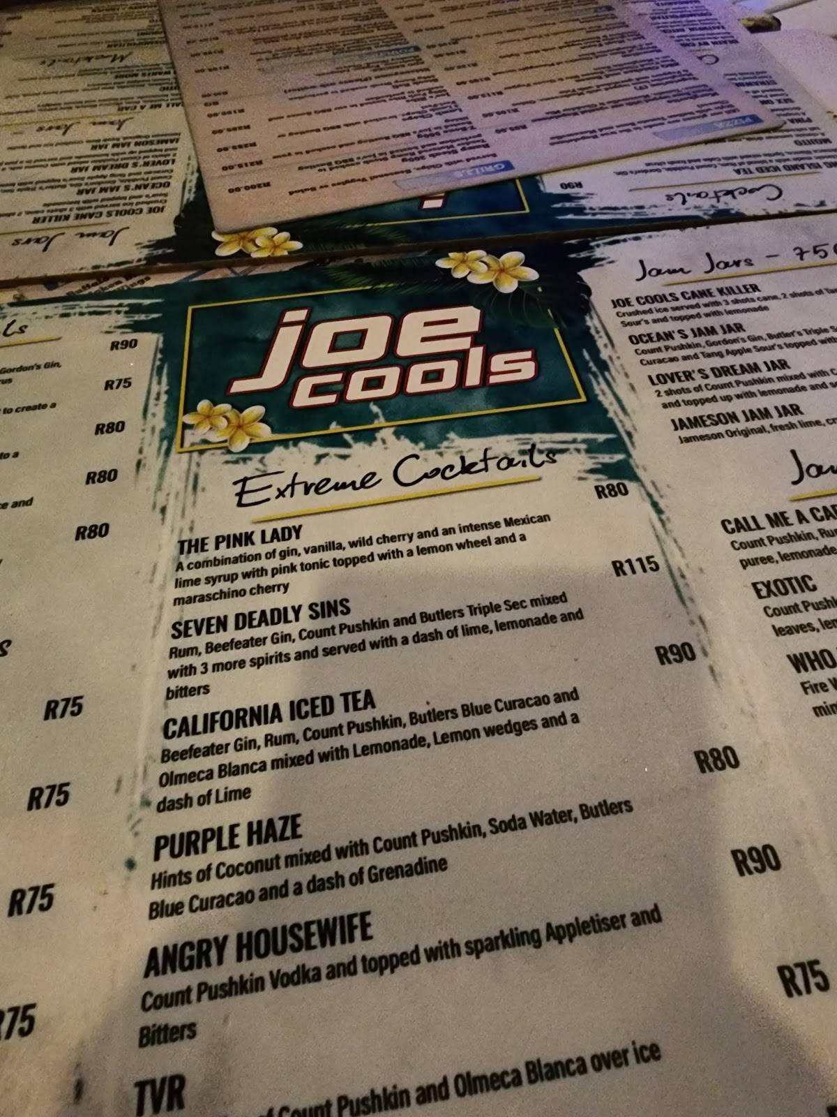 Menu At Joe Cools Pub And Bar Durban 