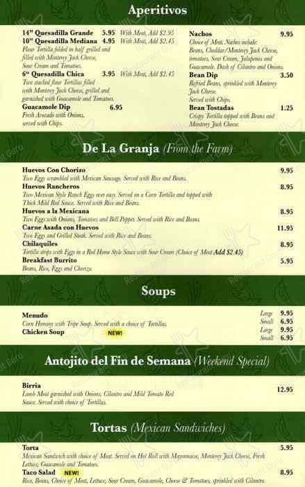 El Taquito Restaurant #2 menu
