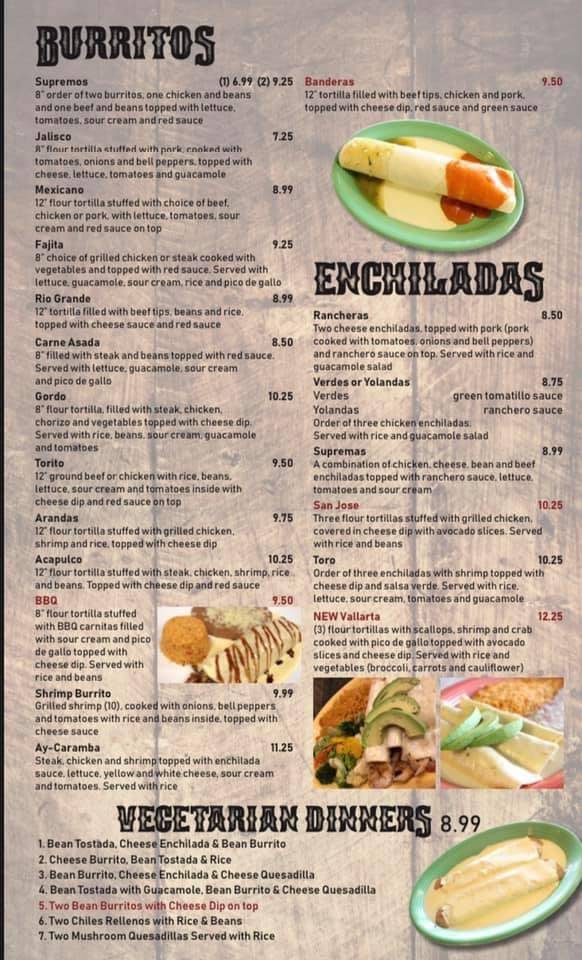 Menu at El Toro restaurant, Chillicothe