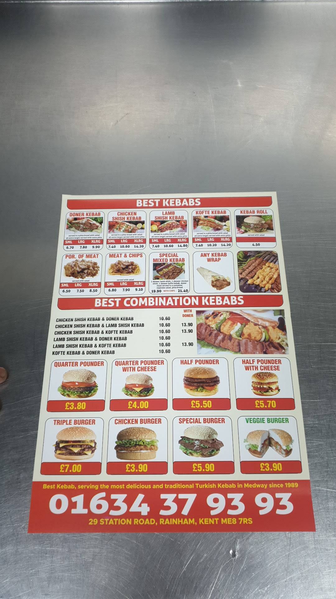 Menu at Rainham Best Kebab fast food, Gillingham