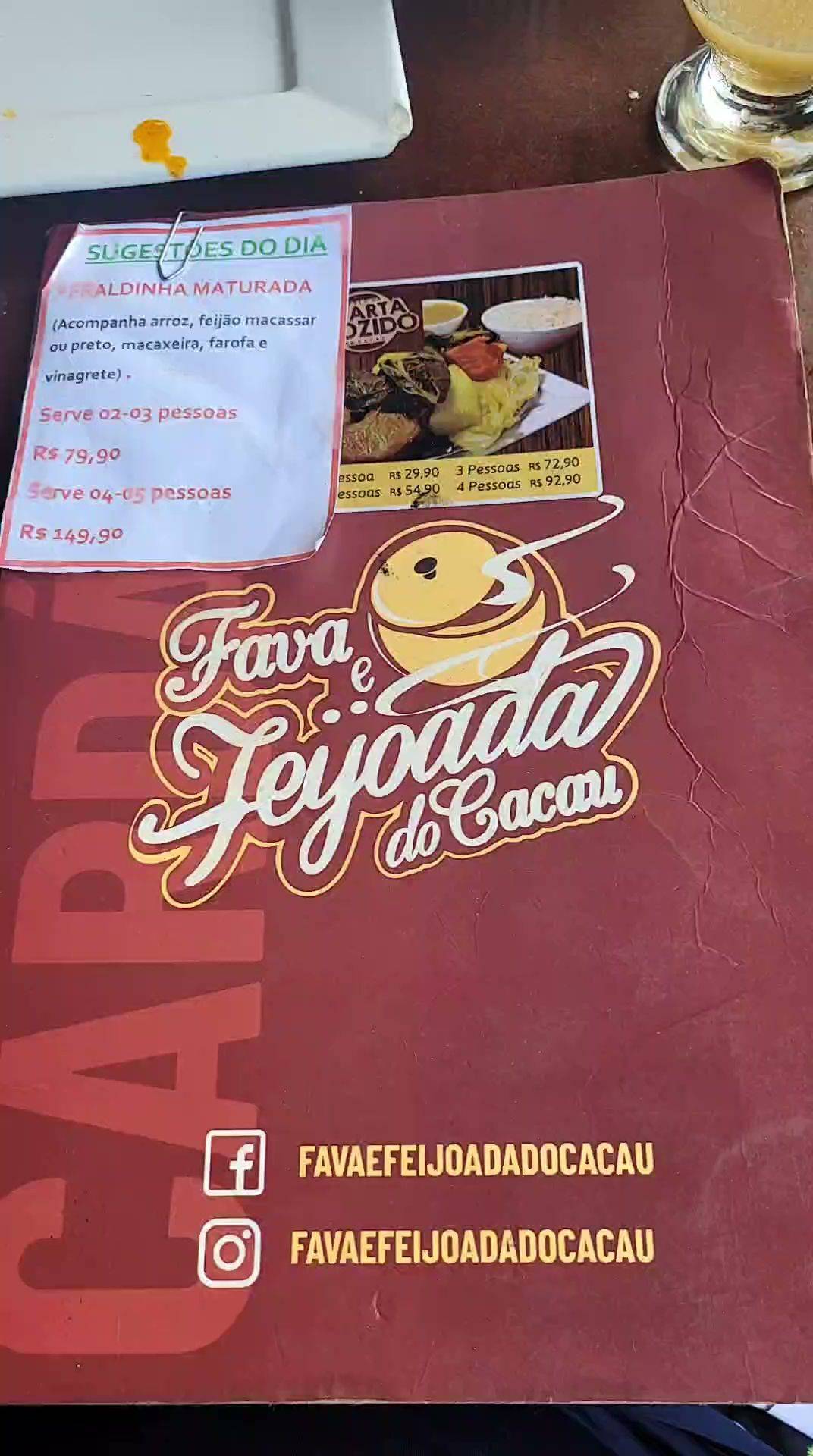 Menu em Fava e Feijoada do Cacau restaurante, João Pessoa