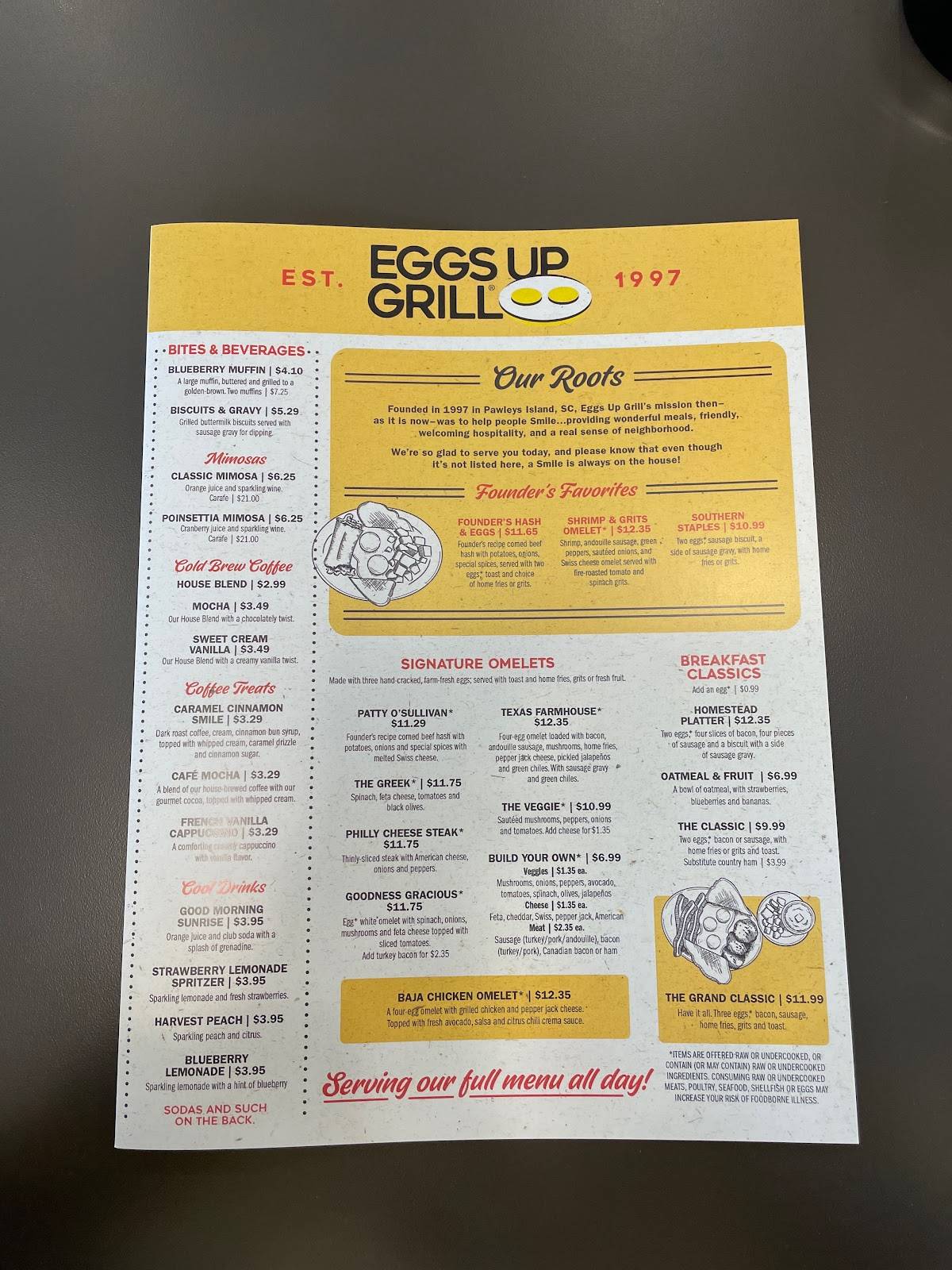 Menu at Eggs Up Grill restaurant, Fort Mill