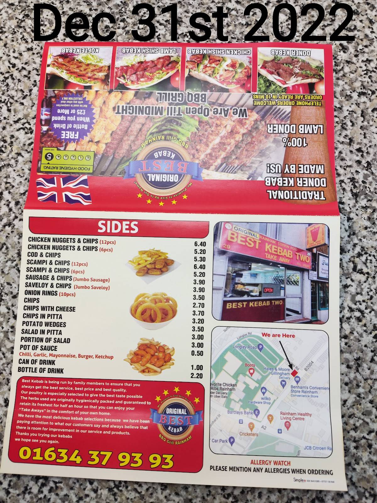 Menu at Rainham Best Kebab fast food, Gillingham