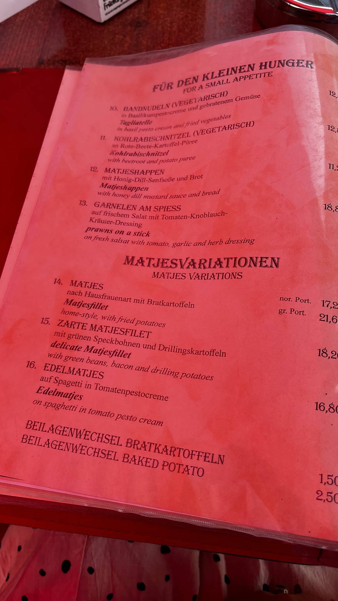 Speisekarte von Restaurant Gottfrieds, Wismar