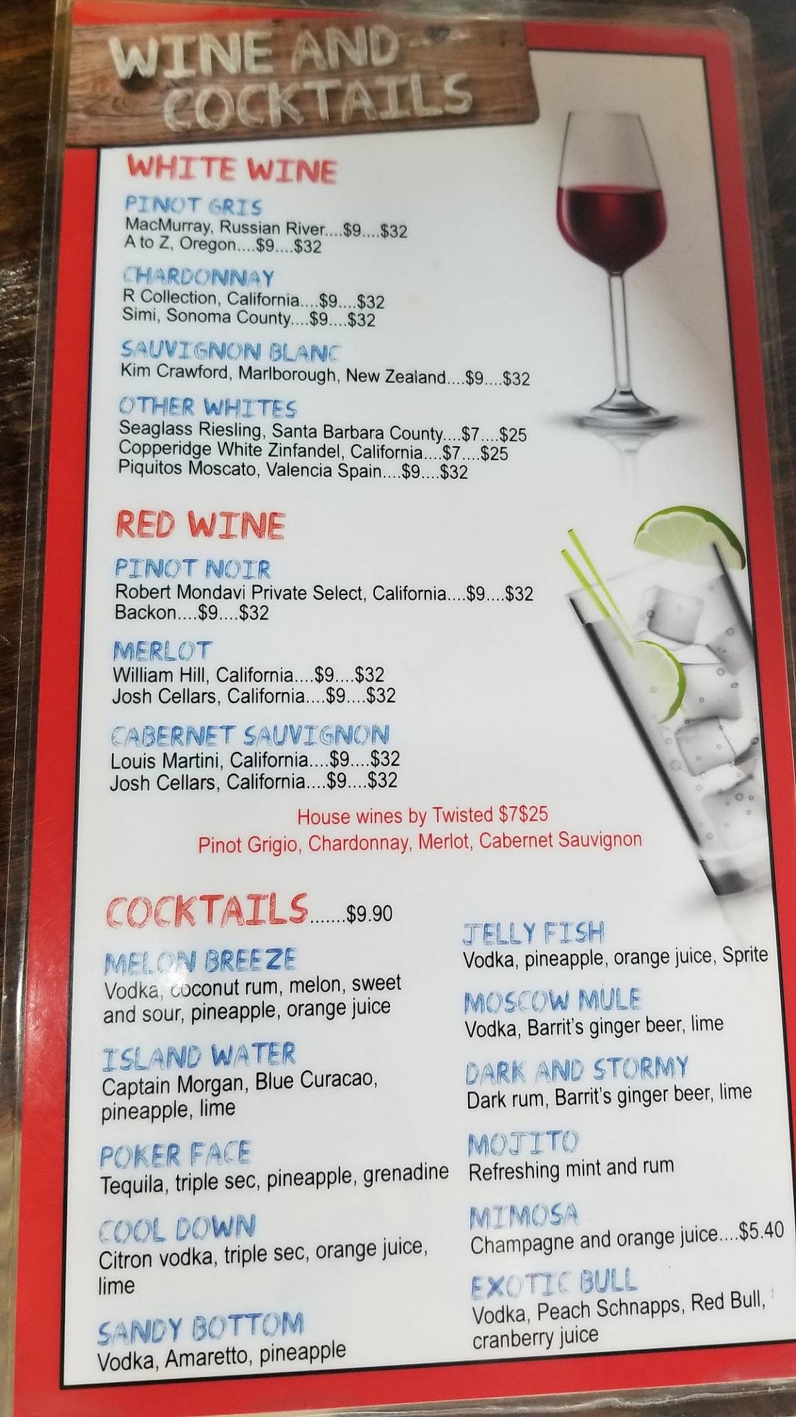 Menu at Gulf Shores Steamer restaurant, Orange Beach