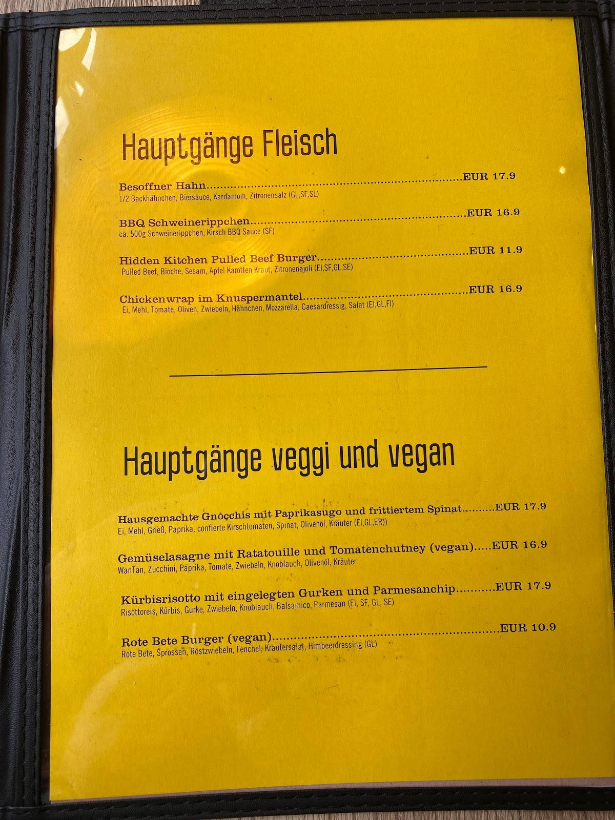 Speisekarte von Hidden Kitchen Hamburg restaurant, Hamburg