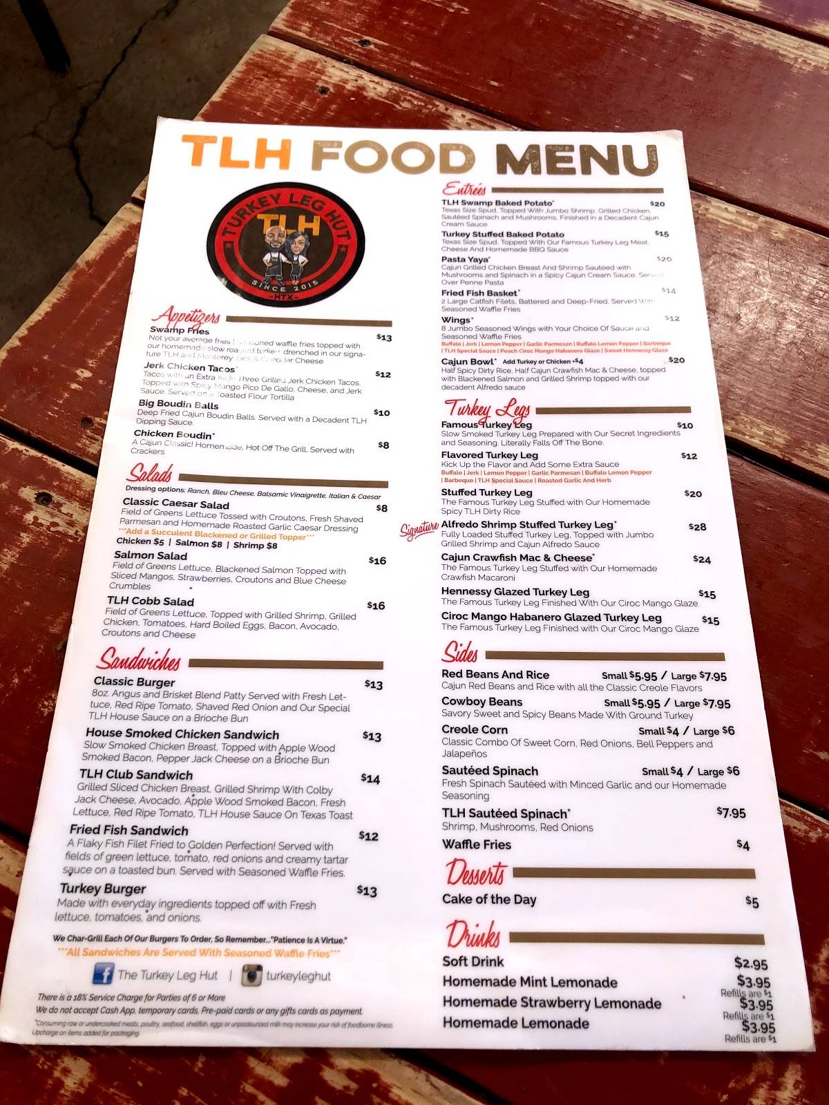 Menu at Turkey Leg Hut restaurant, Houston, Almeda Rd suite A/B