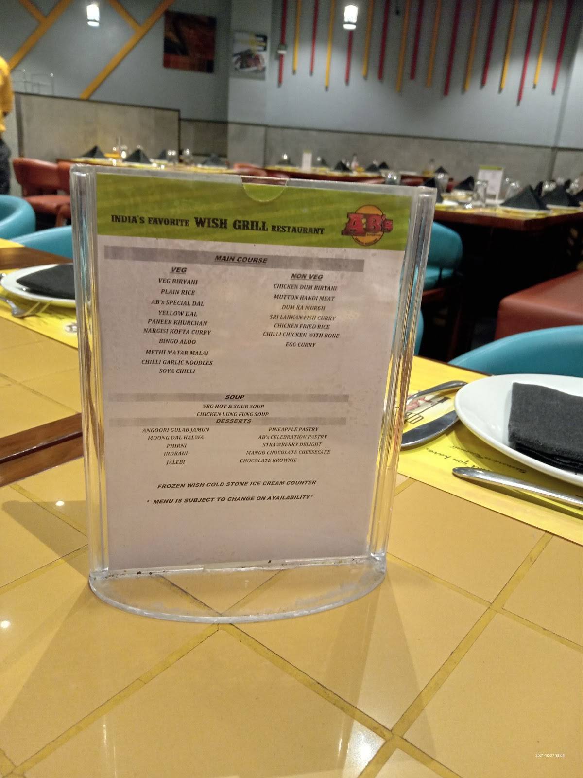 Menu at AB's Absolute Barbecues Inorbit Mall, Hyderabad, Hyderabad, Inorbit Mall