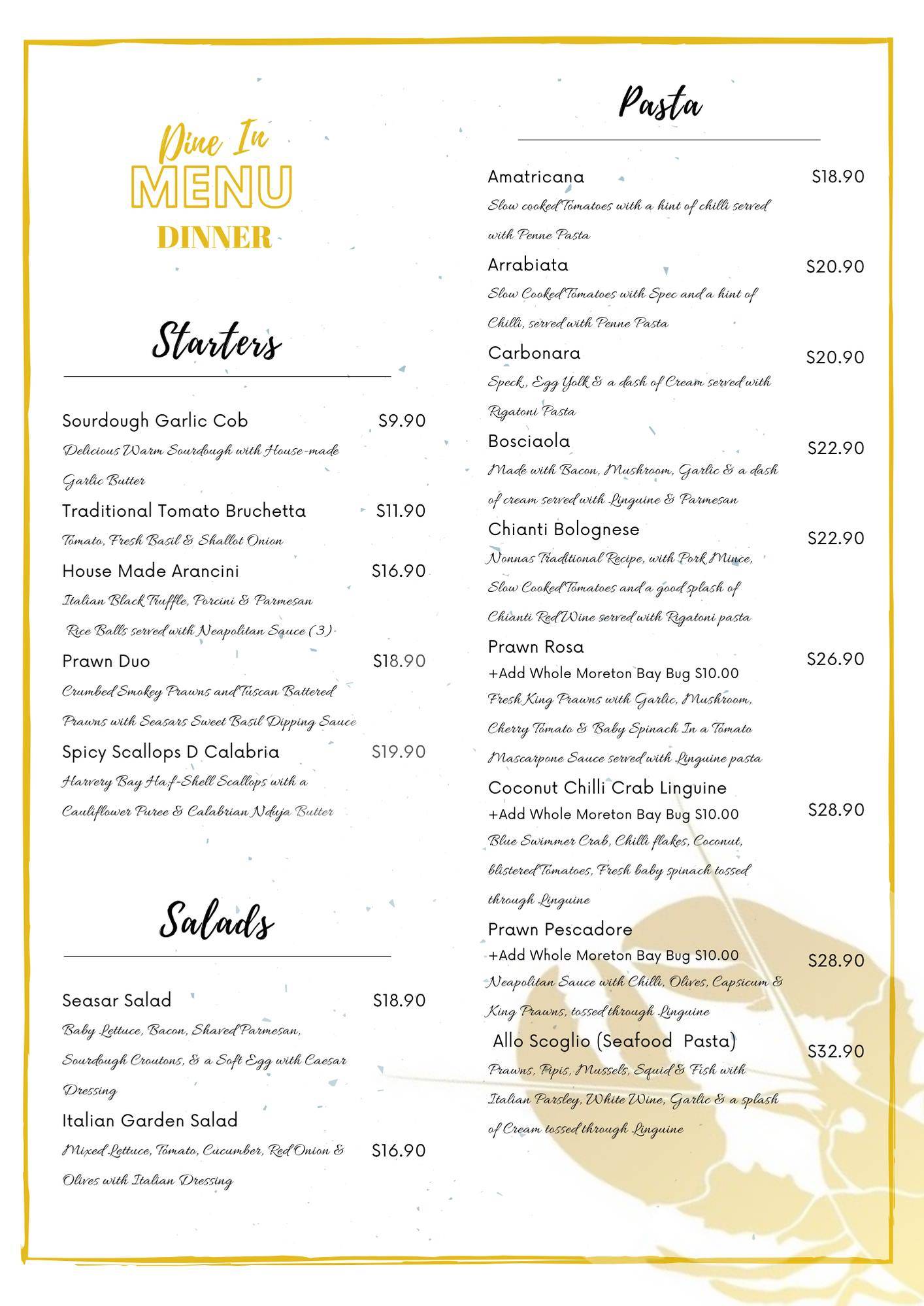 Menu at Ignite by Dockside pizzeria, Sandstone Point