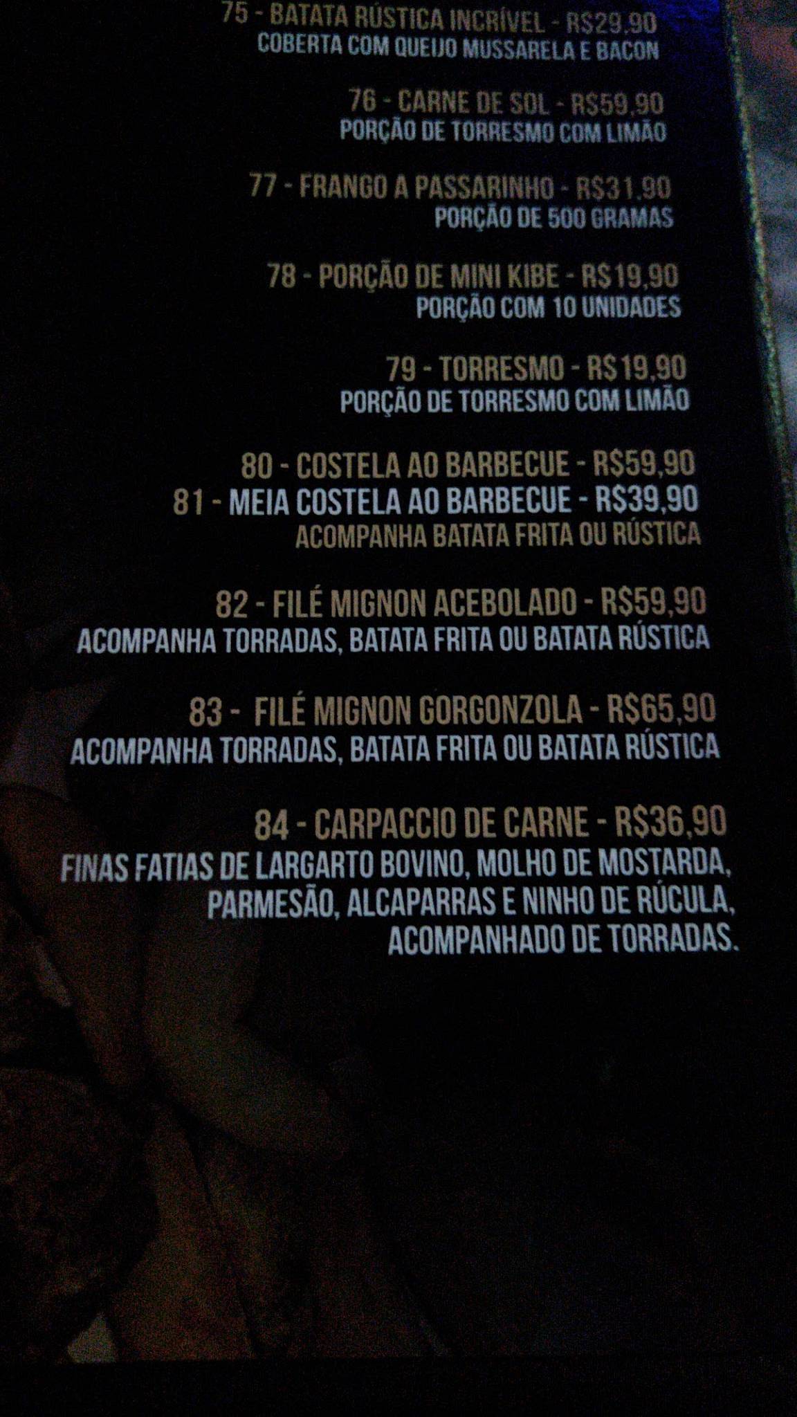 Menu em Incrível Restaurante Águas Claras Brasília