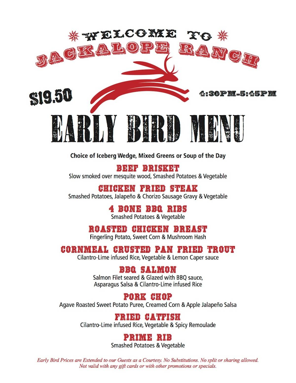 Menu at Jackalope Ranch pub & bar, Indio, CA-111