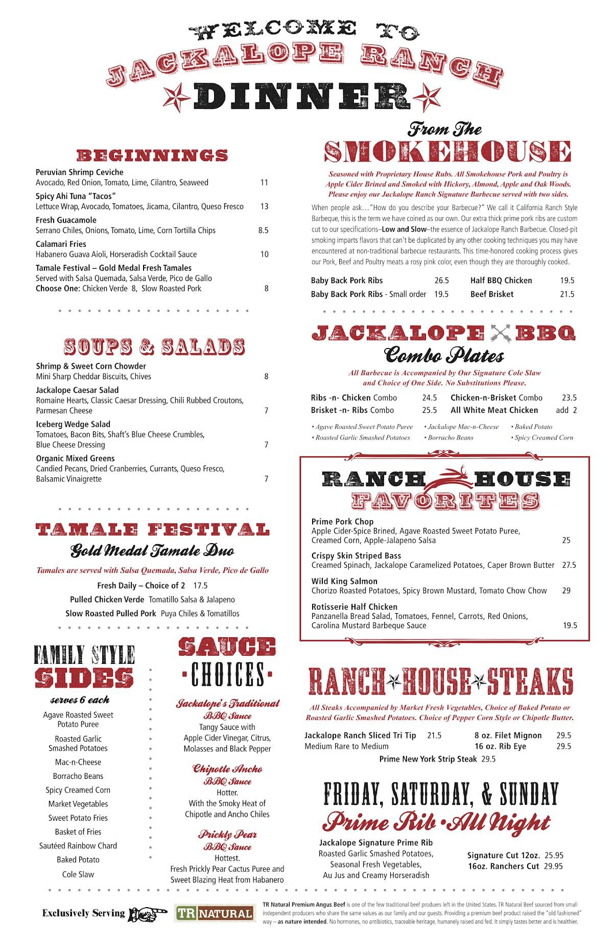 Menu at Jackalope Ranch pub & bar, Indio, CA-111