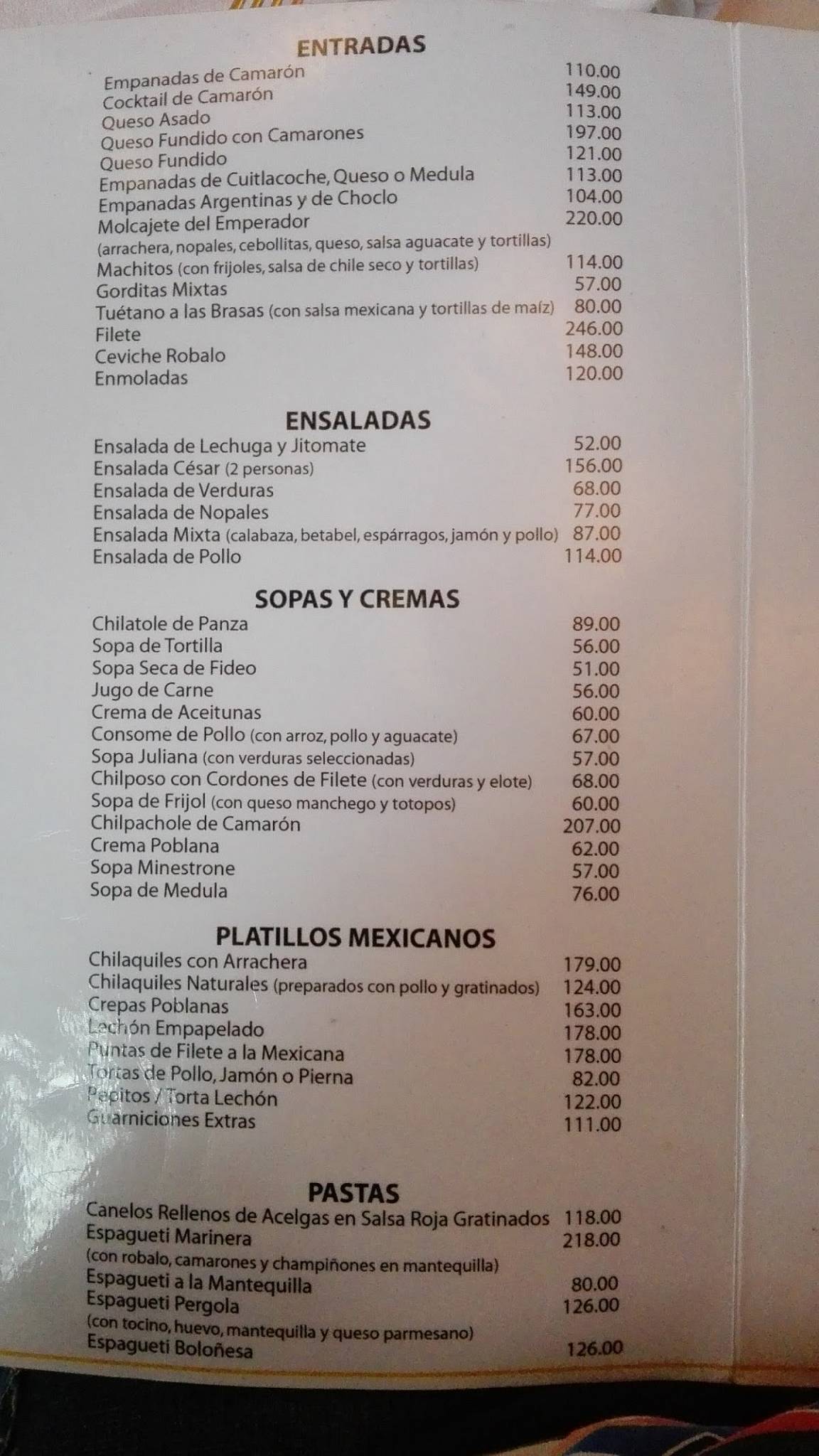 Carta de parrilla La Pérgola, Xalapa Enríquez, Pergola 2