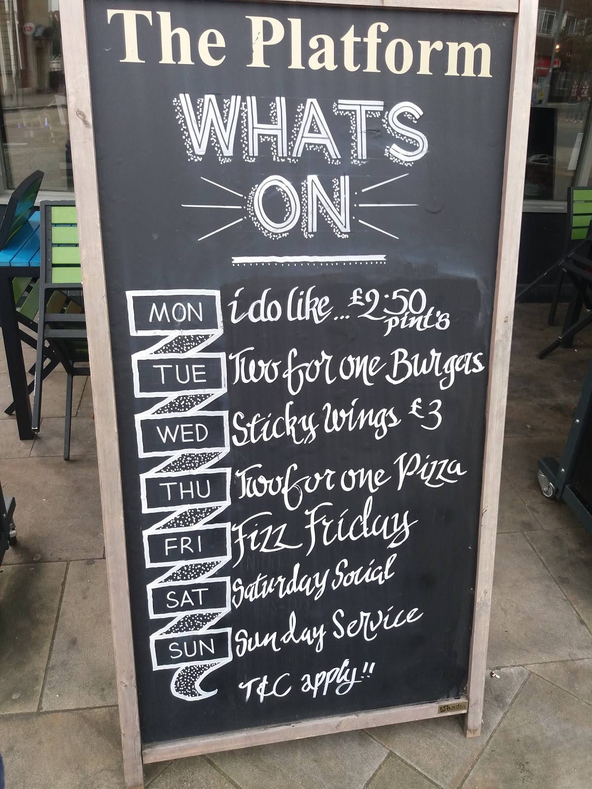 Menu at The Platform pub & bar, Letchworth Garden City