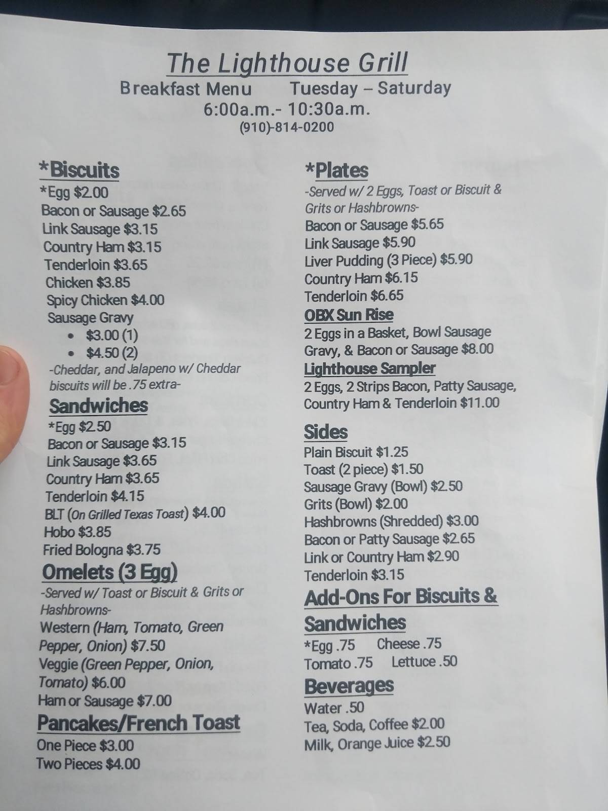 Menu at Lighthouse Grill and Tiki Bar, Englewood