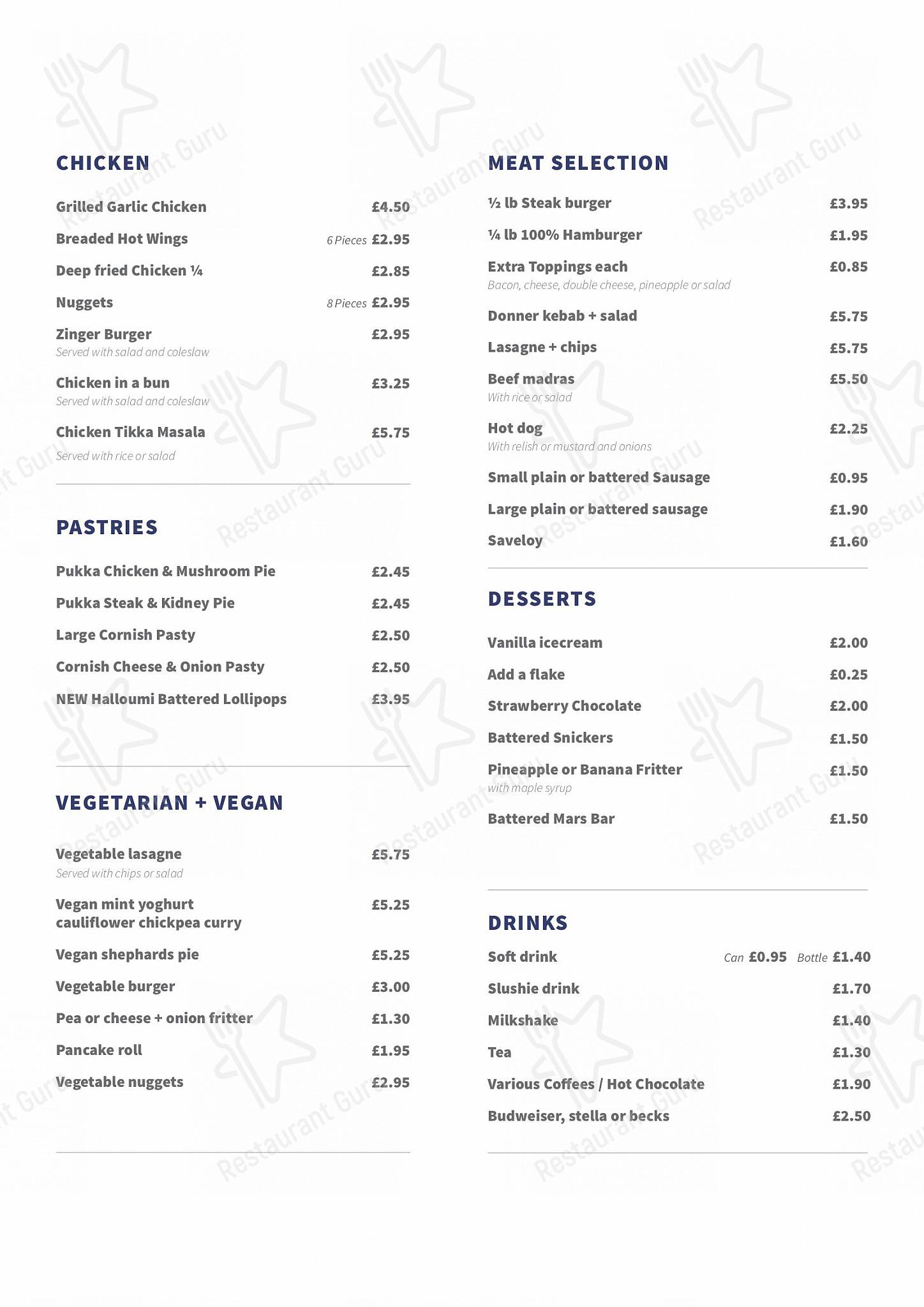 Menu at The London Fryer fast food, Paignton