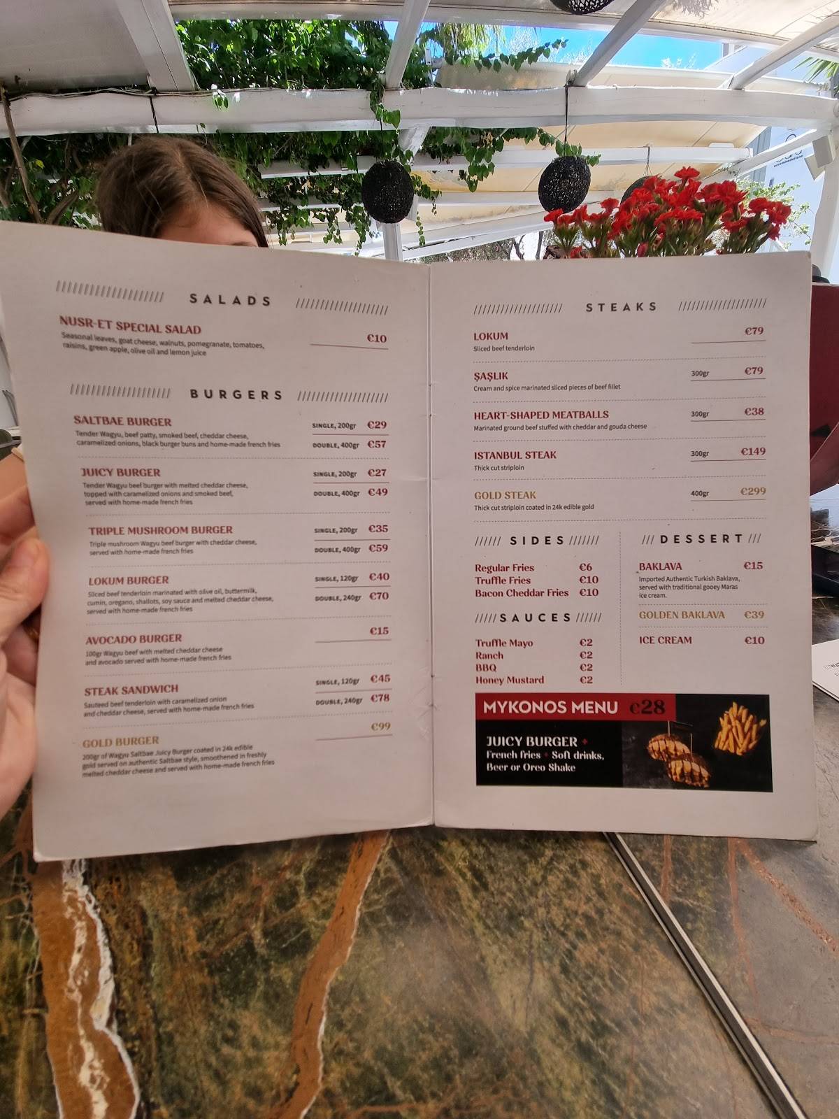 Menu at Saltbae Burger Mykonos, Mikonos