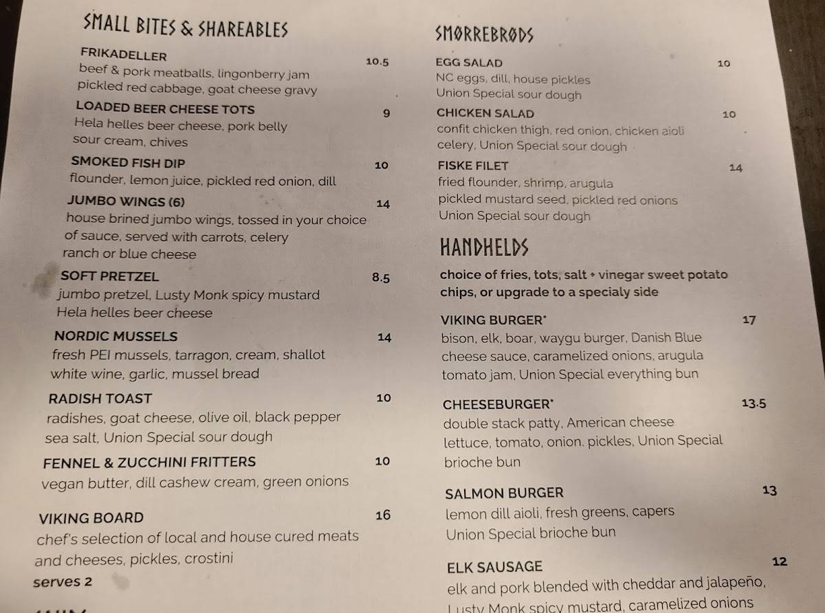 Menu at Norse Brewing Company restaurant, Wake Forest