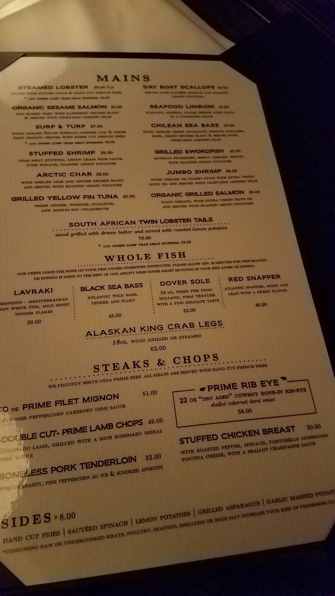 Menu at Oceanos Oyster Bar & Sea Grill, Fair Lawn