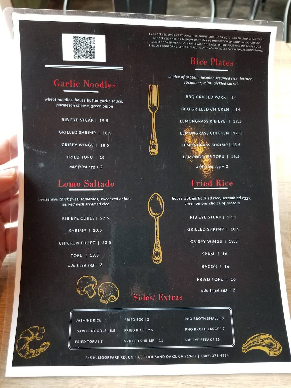 Menu at Ot Bistro restaurant, Thousand Oaks