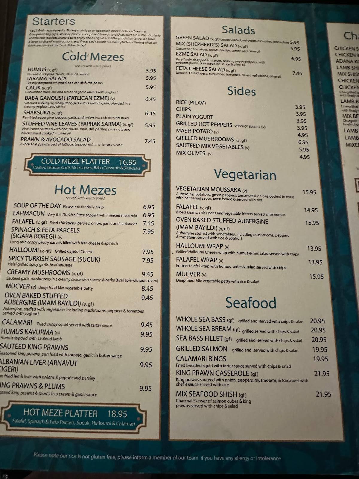 Menu at Ottoman Kitchen Turkish Restaurant, Southampton