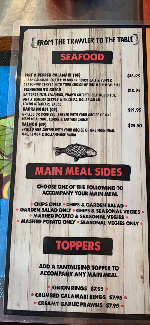 Menu at Bottletree Hotel pub & bar, Fernvale