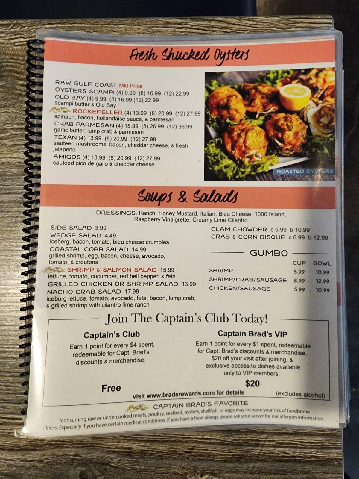 Menu at Captain Brad's Coastal Kitchen pub & bar, Tomball