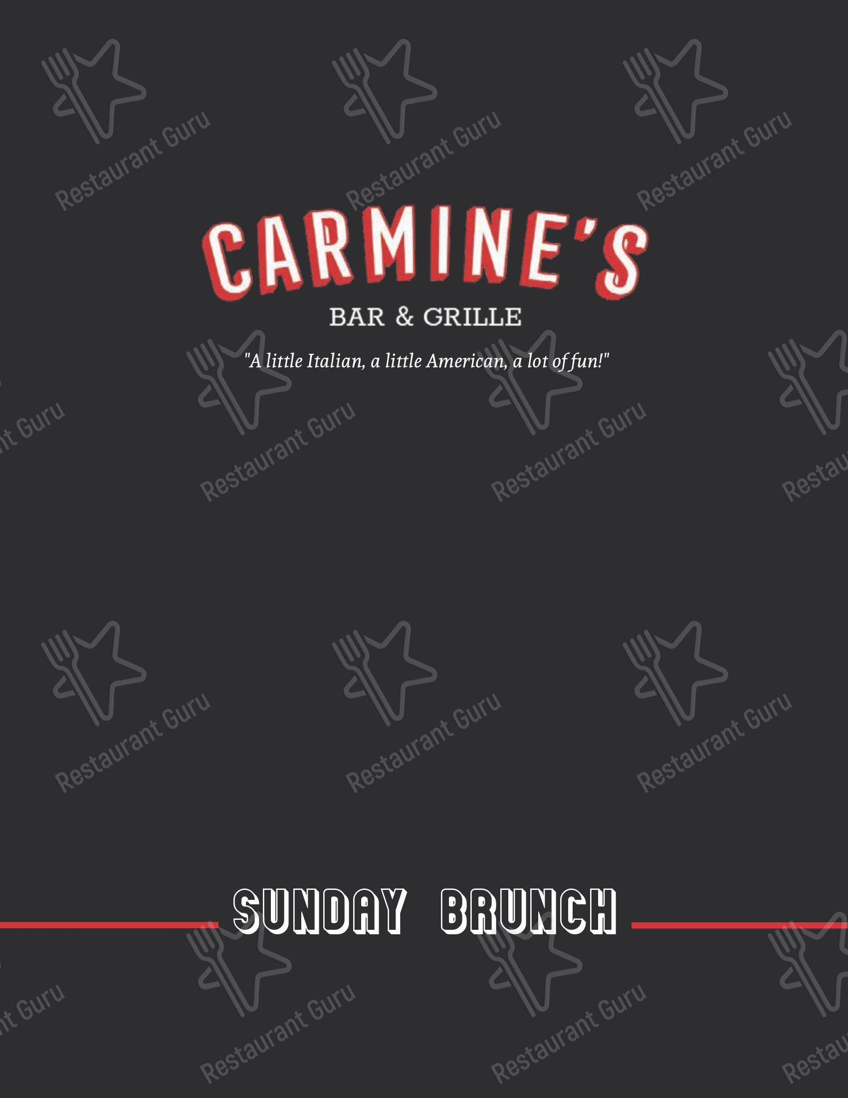 Menu at Carmine's Bar & Grille, Bloomington