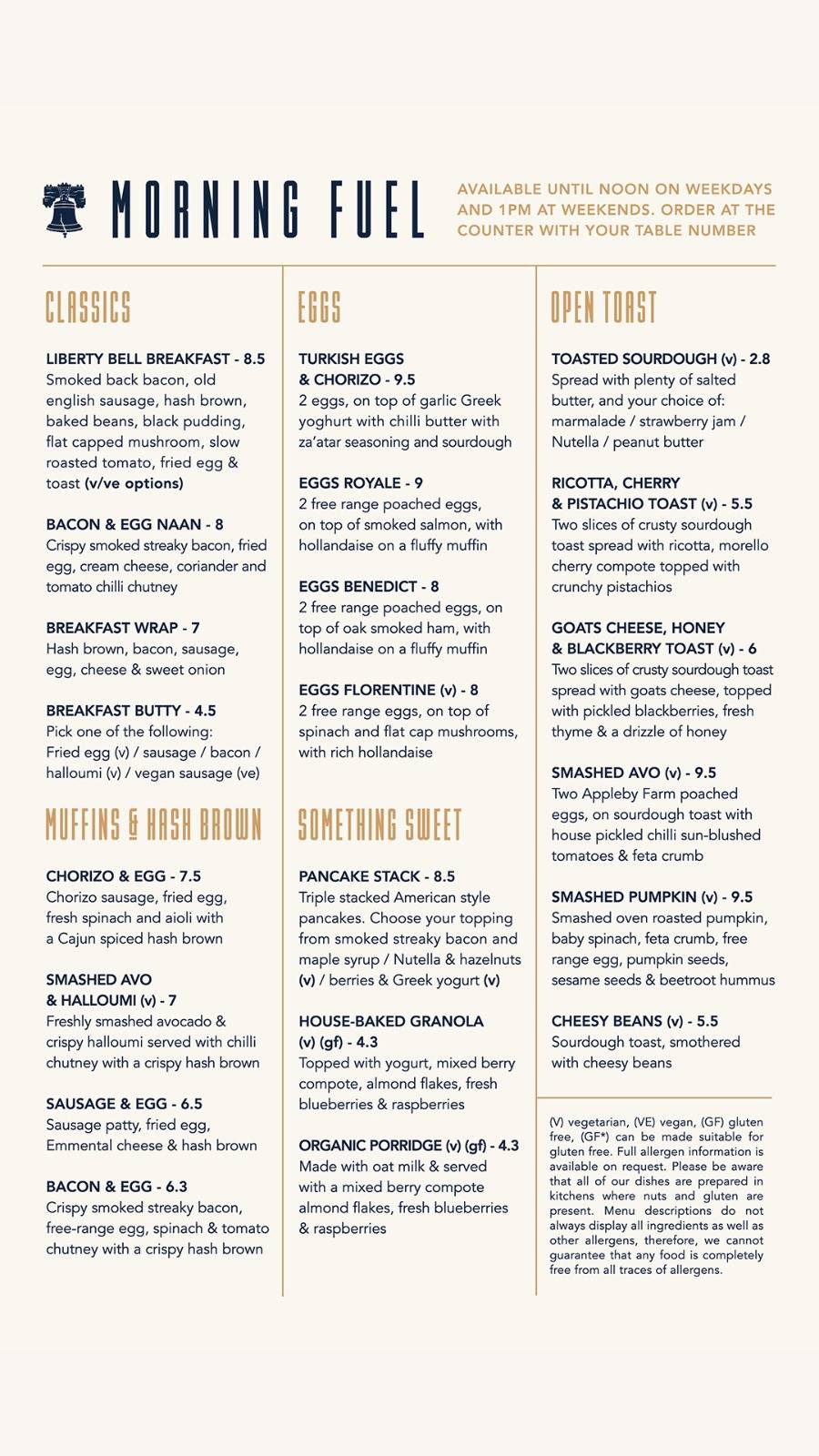 Menu at Liberty Bell Coffee pub &amp; bar, Birkenhead, 5 Hamilton St
