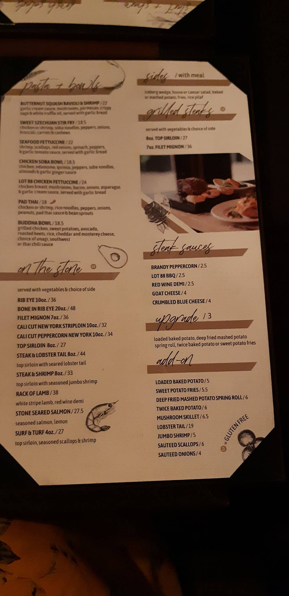 Menu at Lot 88 Steakhouse & Bar, Sudbury