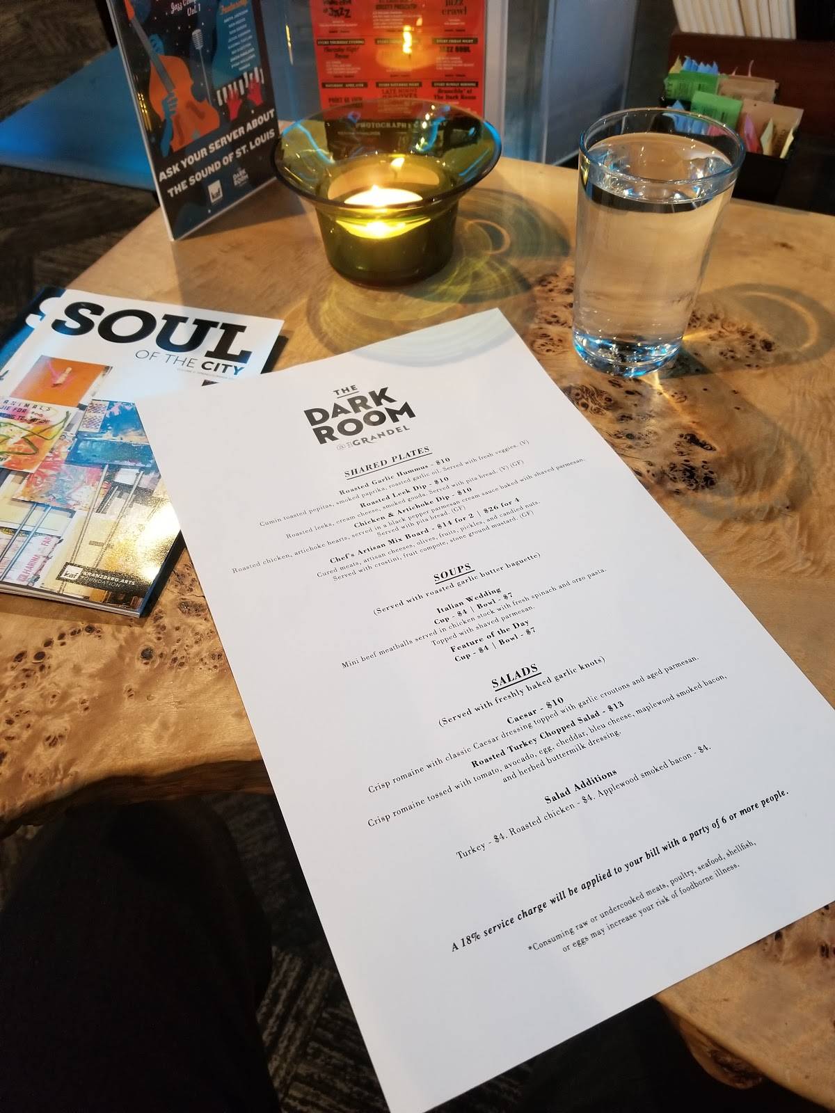Menu at The Dark Room at The Grandel pub & bar, St. Louis, Grandel Square