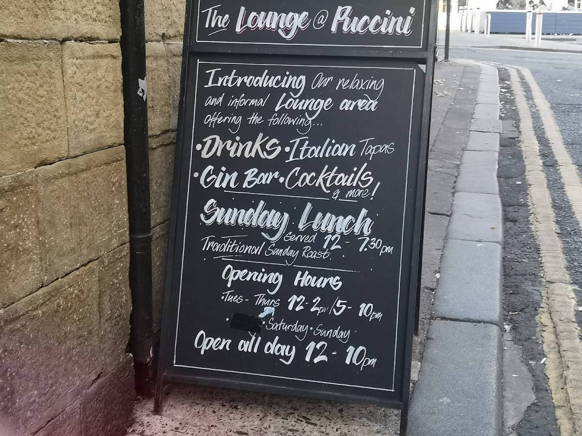 Menu at Puccini Restaurant, Newcastle upon Tyne