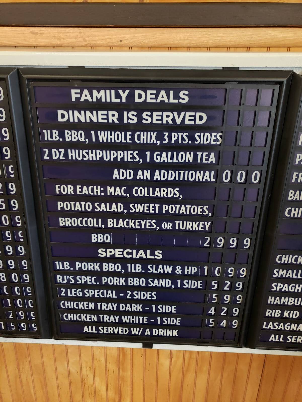 Menu at RJ's Famous Chicken, BBQ & Ribs, Greenville