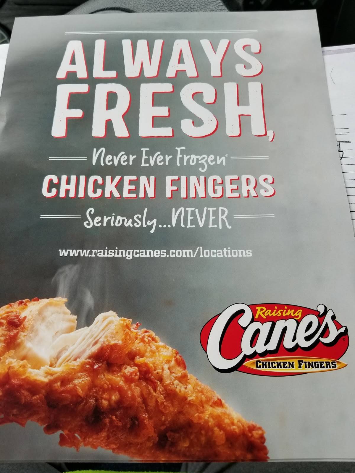 Menu at Raising Cane's Chicken Fingers restaurant, North Canton