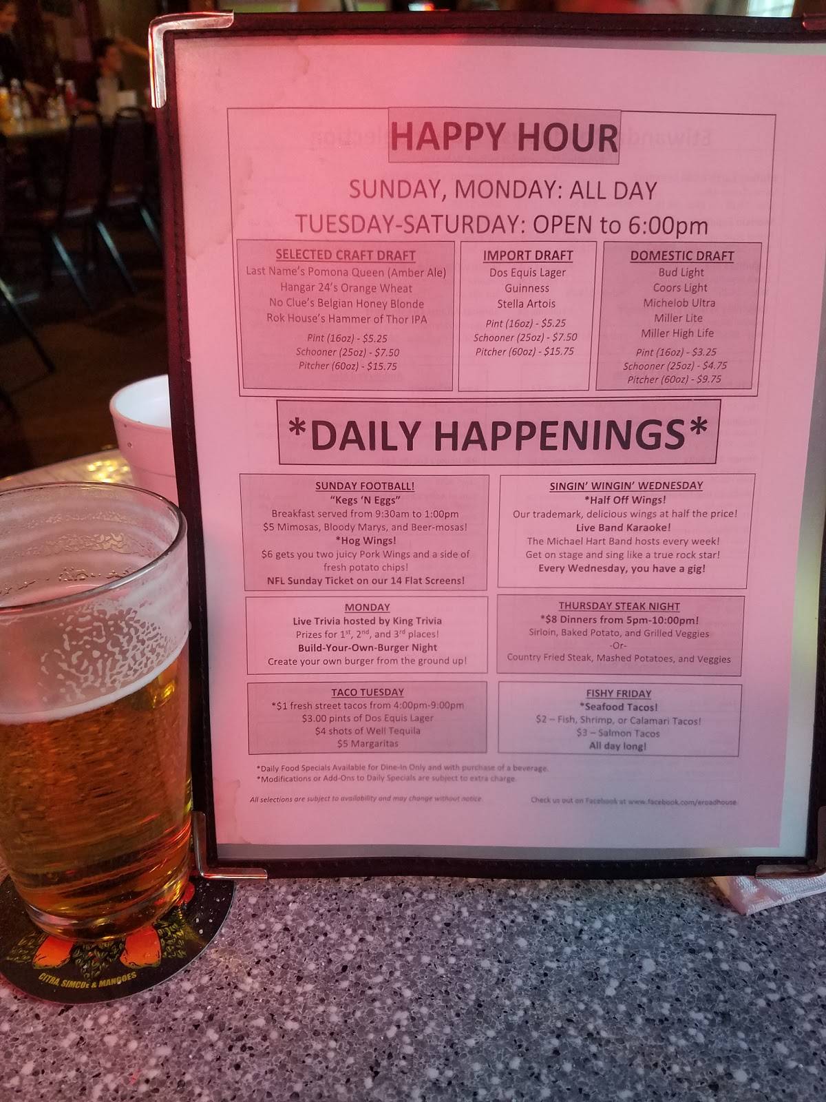 Menu at The Etiwanda Roadhouse Bar & Grill, Rancho Cucamonga