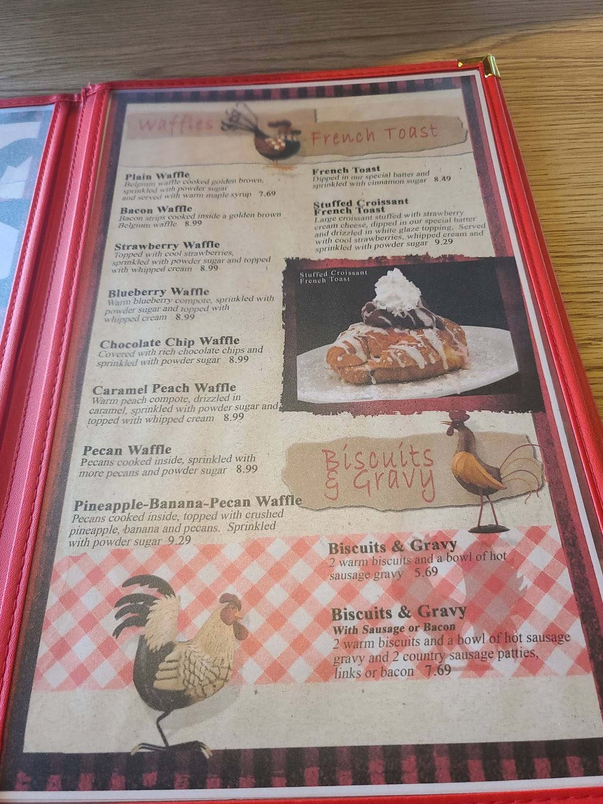 Menu at Red Rooster Pancake House restaurant, Pigeon
