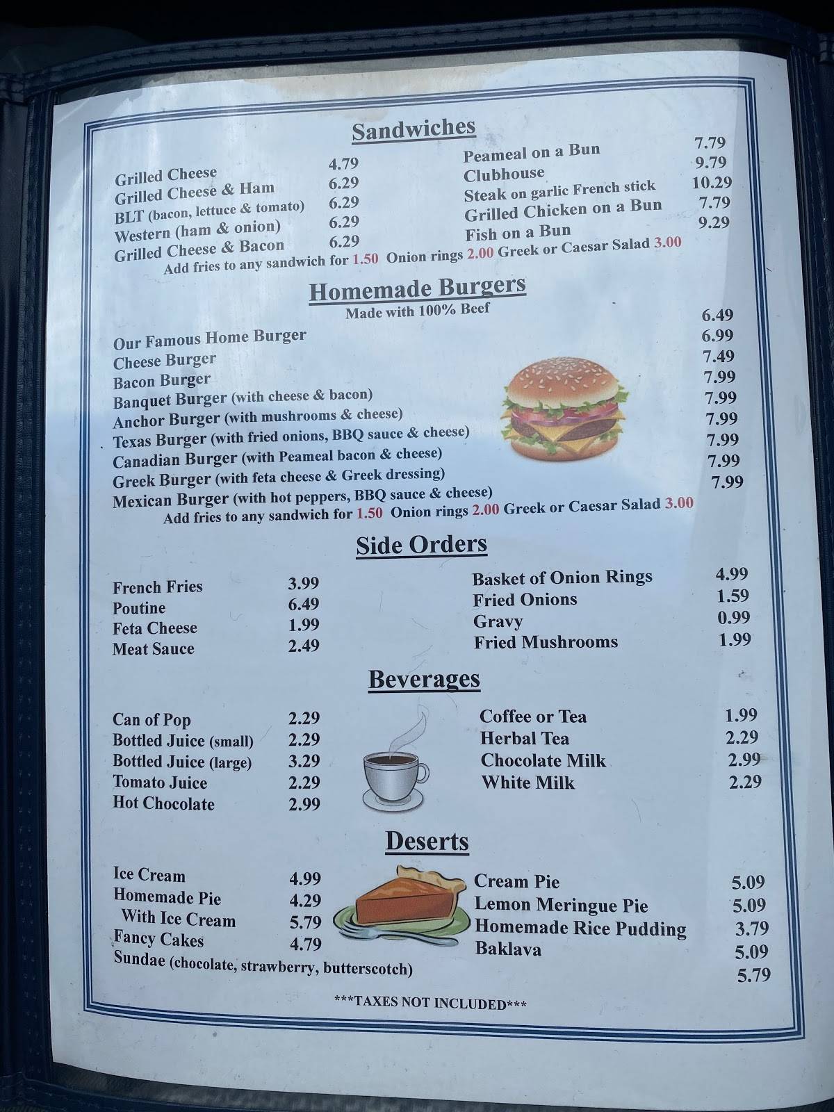 Menu at Anchor Family Restaurant,