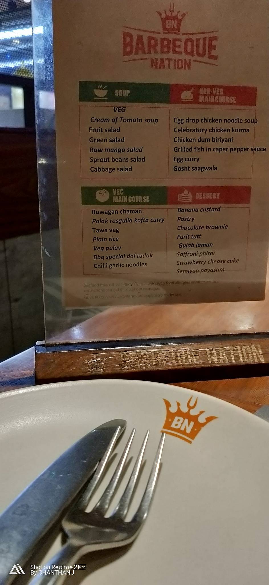 Menu at Barbeque Nation Erode Perundurai Road, Erode