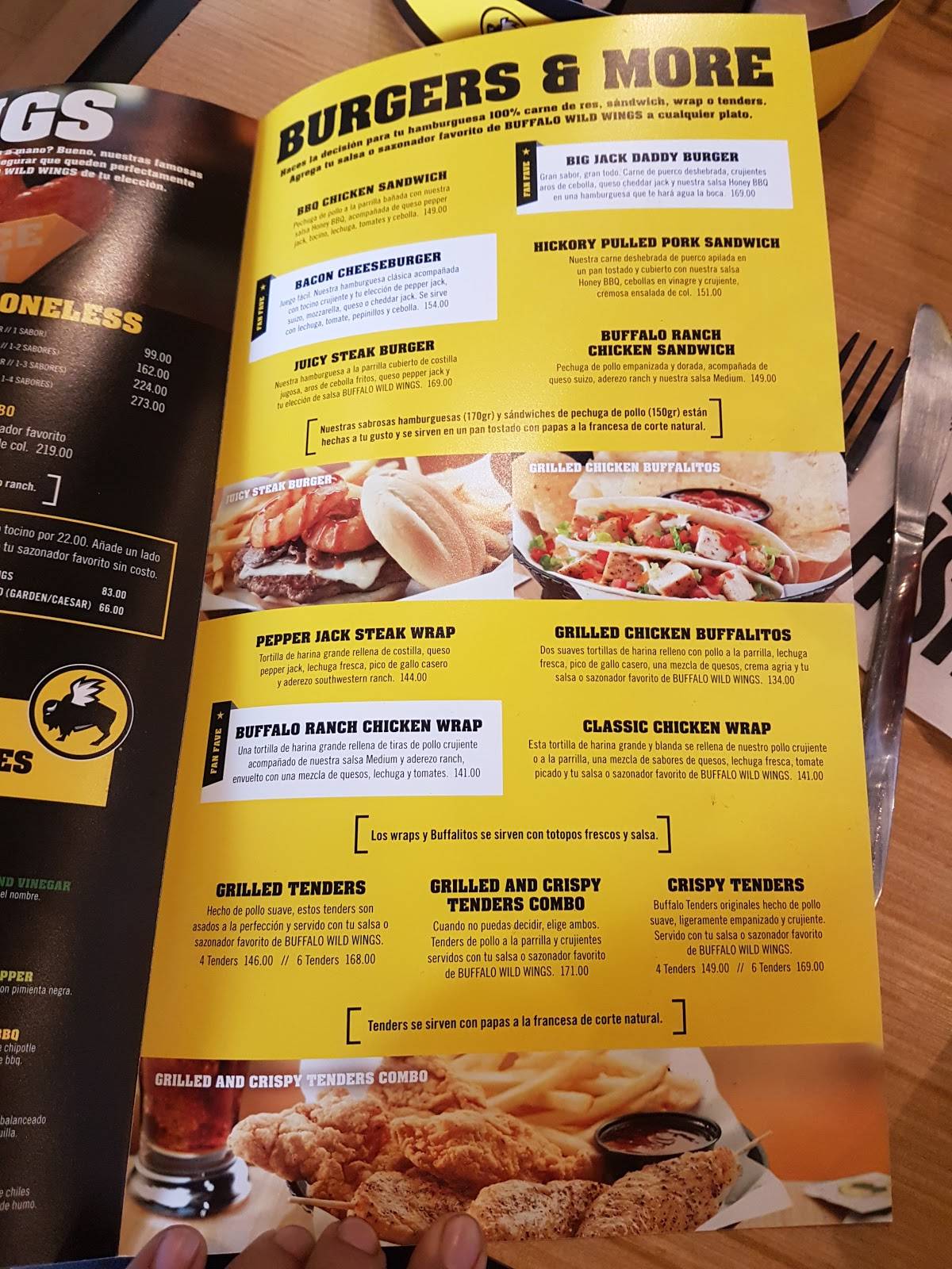 Carta del restaurante Buffalo Wild Wings, Torreón