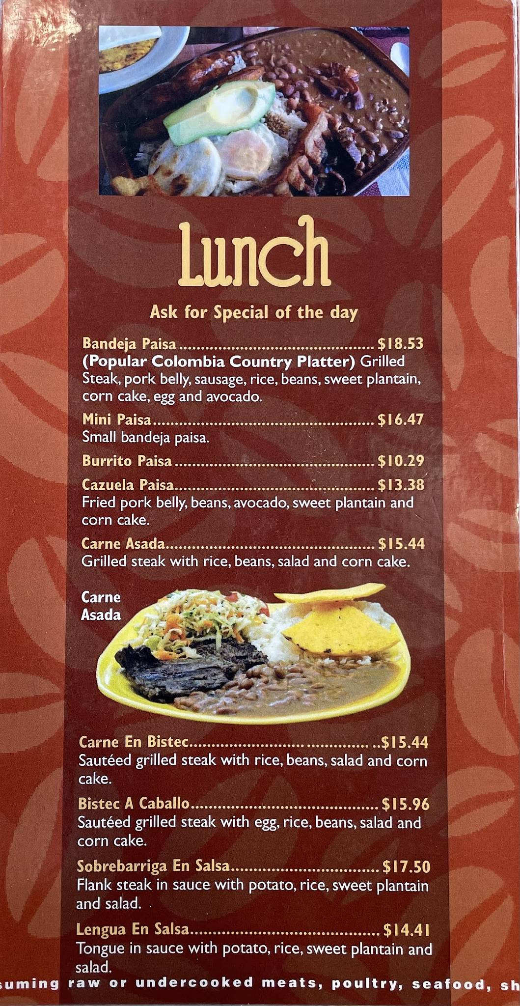 Menu at Cafe & Sabor Bakery & Restaurant, Richmond