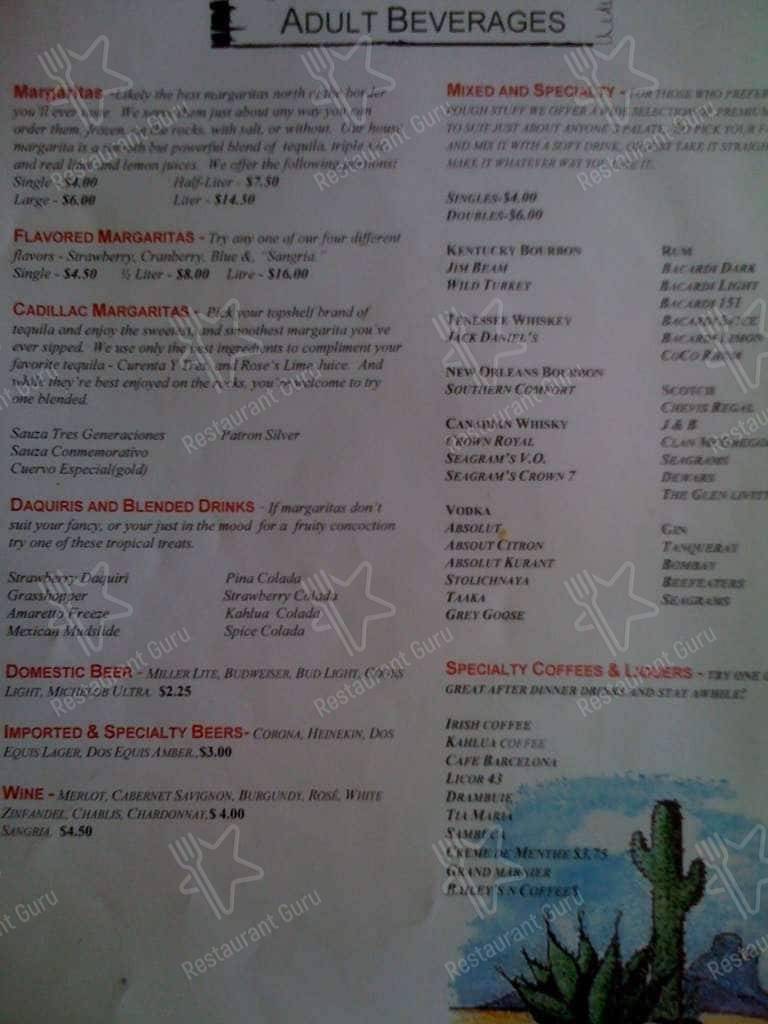 Menu at El Camino Mexican Restaurant, Abbeville, Veterans Memorial Dr