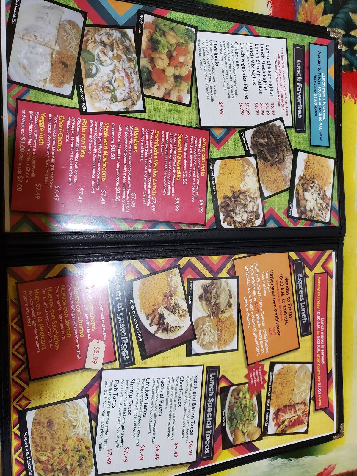 Menu at El Gallo Giro restaurant, Memphis, Lamar Ave