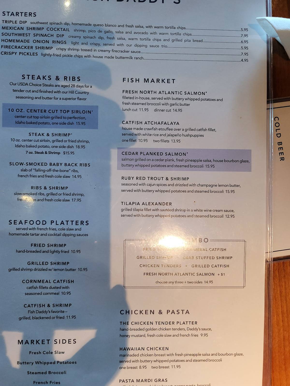 Menu at Fish Daddy's Grill House restaurant, Tulsa