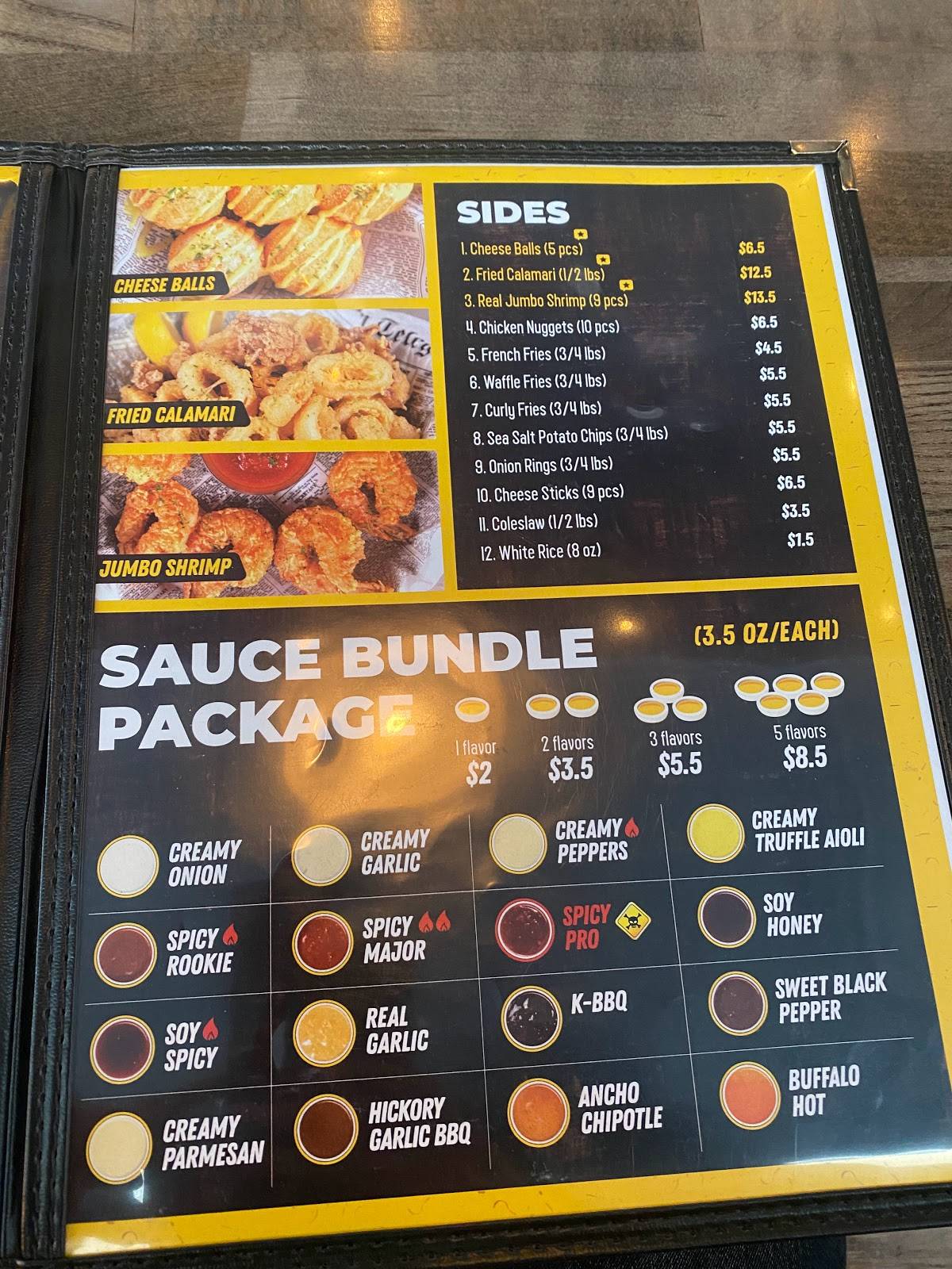 Menu at KCOOP restaurant, Morton Grove