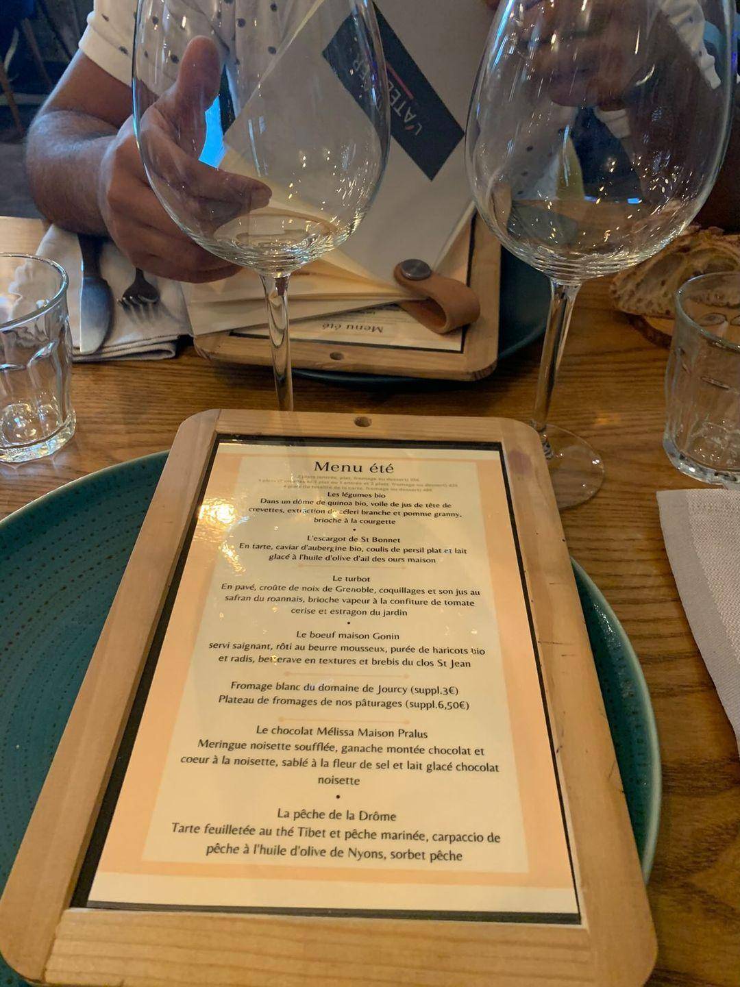 Menu au L’Atelier Locavore restaurant, Le Coteau