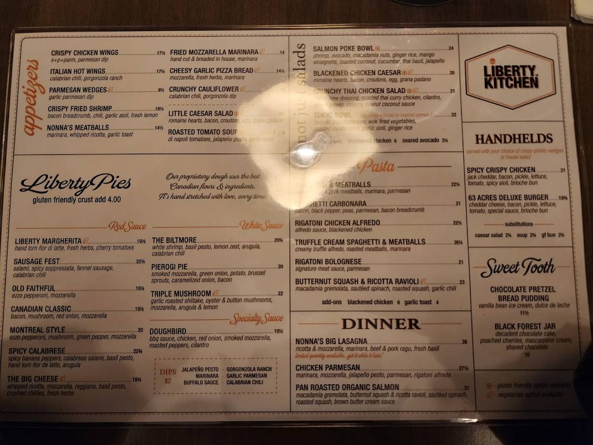 Menu at Liberty Kitchen Lawson restaurant, Saskatoon
