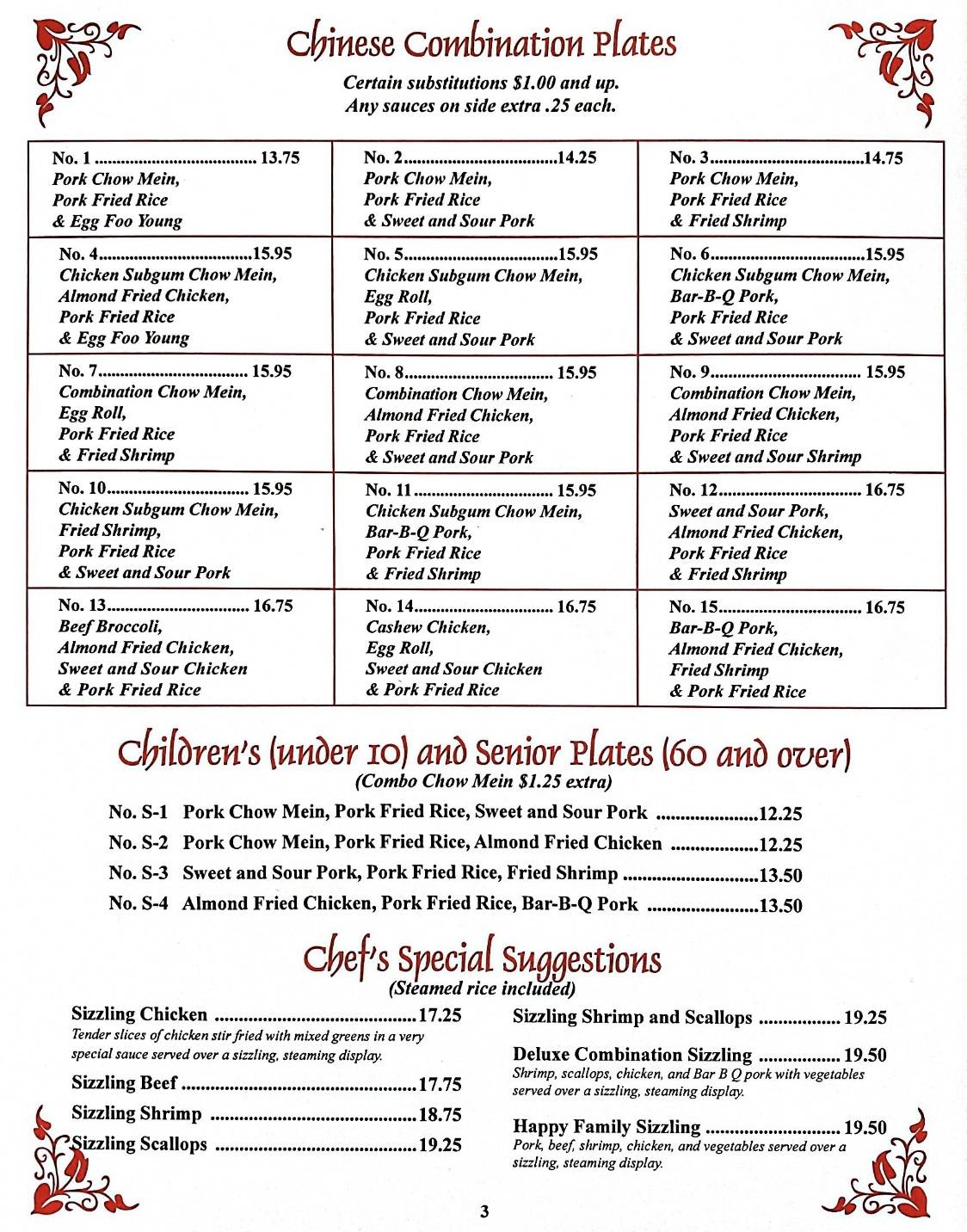 Menu at Ming Wah Restaurant, Spokane