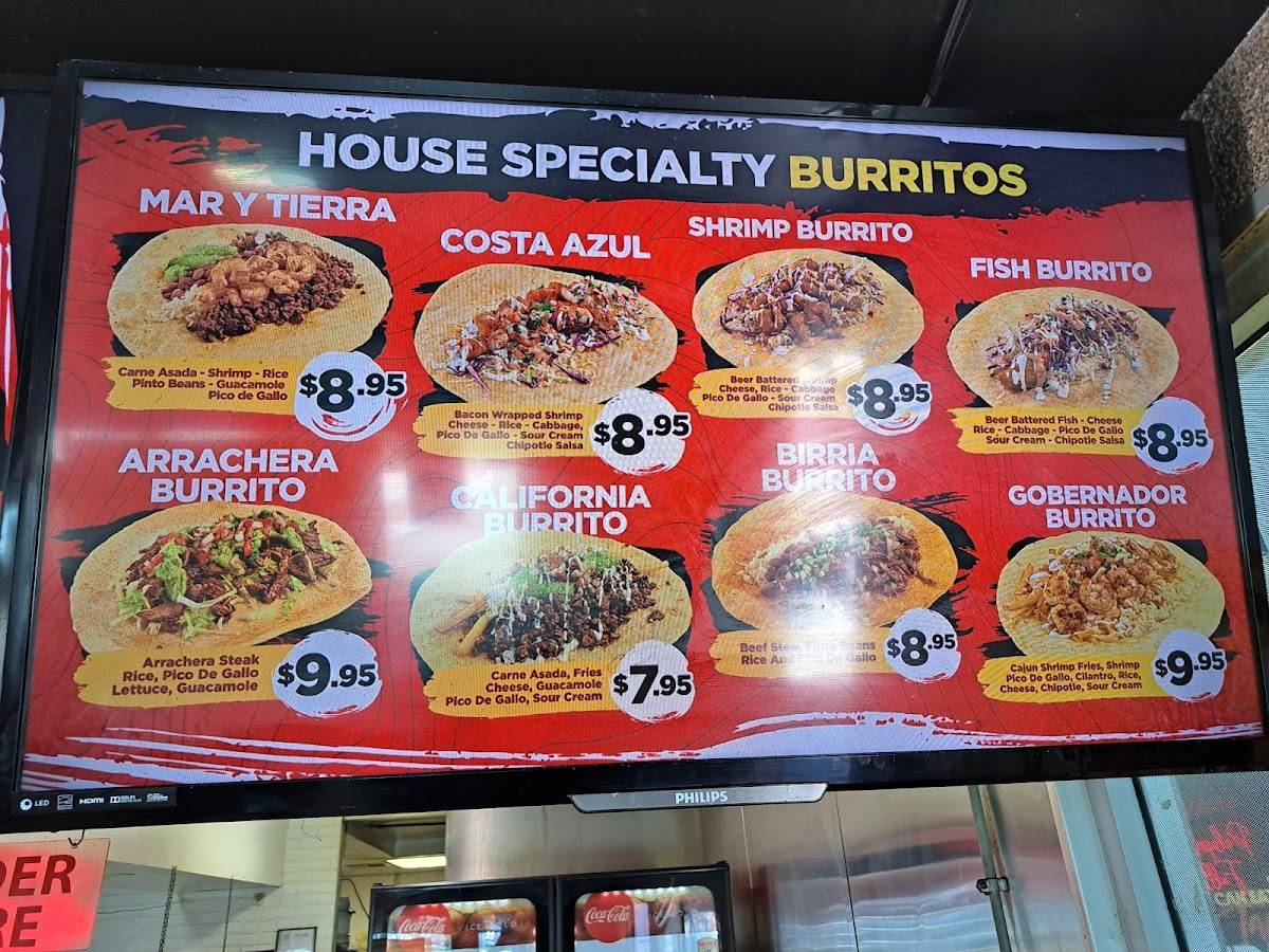 Menu at Palapas Tacos restaurant, Fullerton
